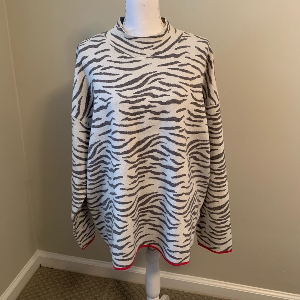 NWT Anthropologie 3X Zebra Print Sweater w Pink